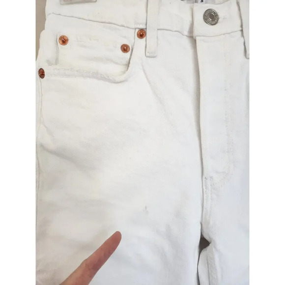 NWD Re/Done High Rise 70's Stove Pipe Distressed Jeans Size 26 White #BA406 - Picture 6 of 13